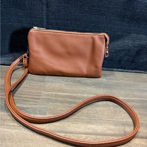 Kedzie Brown Leather Crossbody/Wristlet